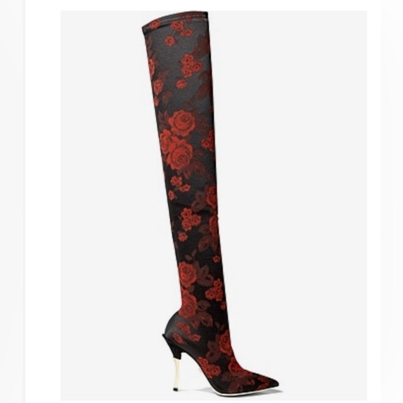 Dolce & Gabbana Floral Rose knee high boots - Picture 1 of 8